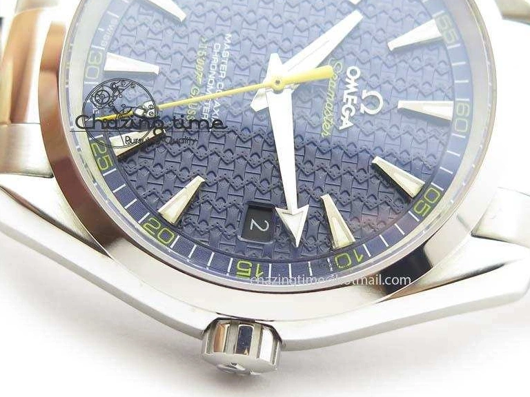 0822 QuickDry Aqua Terra ‘James Bond’ SS JHF Best Edition Blue Dial On SS Bracelet A 8203
